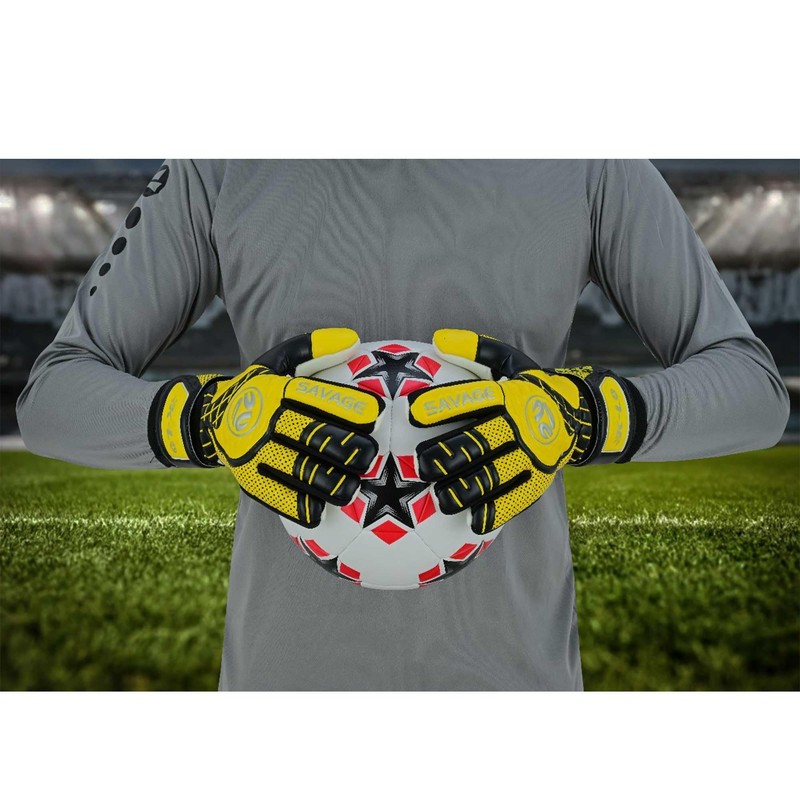 K-LO Goalkeeper Gloves: Savage Rise Soccer Goalie Gloves - Yellow