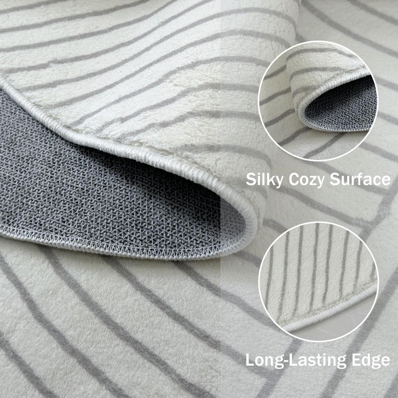 Lacomfy Round Indoor Area Rug Modern Line 5.3Ft Large Carpet