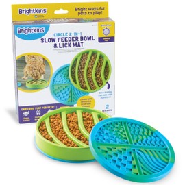 Brightkins Circle Slow Feeder and Lick Mat, Outdoor Puzzle Board, Interactive Dog Toys, Dog Birthday, Enrichment Bowls, Puppy Teething and Chewing, Stimulating Automatic Feeder