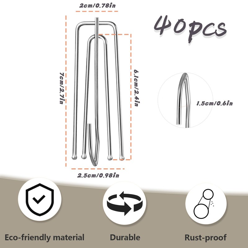 40Pcs Curtain Pleat Hooks for Drapes, Drapery Pins Drapery Hooks