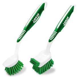 Libman - Juego de cepillos para platos con mango largo, cepillos de limpieza profunda, limpiador de platos y raspador, cepillo de cocina para platos, 