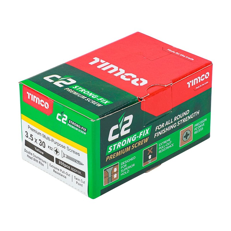 TIMCO C2 Strong-Fix Multi-Purpose Premium Countersunk Gold Woodscrews - 3.5