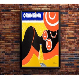 Orangina - Vintage Advertising Poster-11 x 17 Inches (Black - Framed)