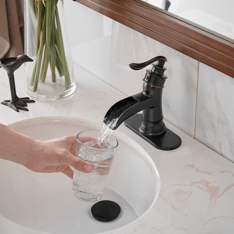BWE Waterfall Bathroom Faucet Oil Rubbed Bronze Single-Handle One Hole