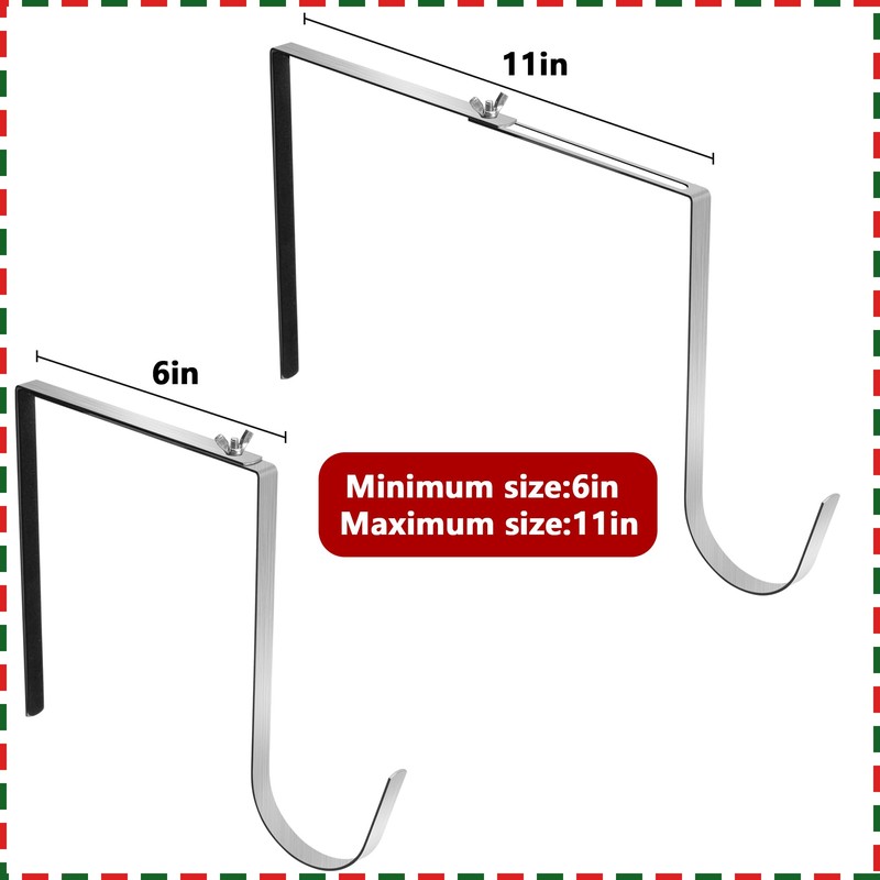 2 Pcs Christmas Headstone Wreath Hanger- Fit 6"-11" Adjustable Cemetery