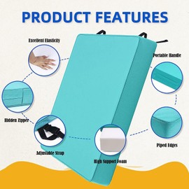 SECLATO Patio Chair Cushion 22x20x3 Inch Waterproof Outdoor Seat Cushions for Patio Furniture 5-Year Color Fastness Garden Sofa Couch Chair Pads with Handle and Adjustable Straps (2 Pack, Blue