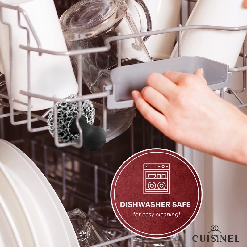 Cuisinel Cast Iron Chainmail Scrubber + Pan Scraper - Ergonomic
