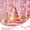 Pink Bow Birthday Decorations, Kaluofan 32PCS Pink Bow Hanging Swirls