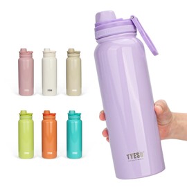 TYESO Vacuum Insulated Sports Bottle, 31.3 fl oz (1,050 ml) / 47.2 fl oz (1,200 ml), Cold Insulation, Direct Drinking, Wide Mouth, Handle Included, For Adults and Children, 8 Colors Available