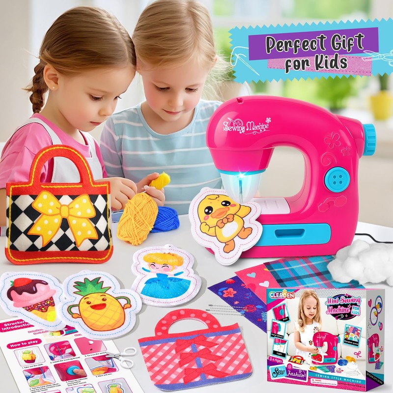 vamei Mini Sewing Machine Toy for Girls, Electric Sewing Machine