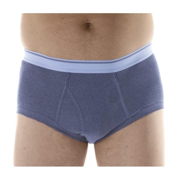 3-Pack Men's Gray Classic Regular Absorbency Washable Reusable Incontinence Briefs Large (Waist 38-40)