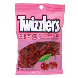 TWIZZLERS NIBS Cherry Licorice Candy, 6 Ounce, Bags (Pack of 12)