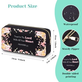 Christian Gifts for Women Faith Makeup Bag Religious Inspirational Gifts Religious Catholic Gifts Spiritual Gifts for Women Bible Verse Gifts for Mom Friend Sister Wife Double Sided Makeup Pouch