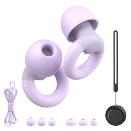 JUSTRVN Earplugs for Sleeping,Noise Reduction Soft Silicone Earplugs with 7 Pairs Ear Tips&One Connection Cord,Hearing Protection Reusable Earplugs for Sleeping,Concert,Work&Sound Reduction 25dB-30db | JUSTRVN