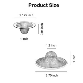25PCS Bathroom Mesh Sink Drain Strainer, 2.75" & 2.125'' Stainless Steel Slop Basket Filter Trap, Mesh Tub Strainer Bathtub Drain Filter Screen for Bathroom Bathtub Laundry Lavatory Balcony RV Utility