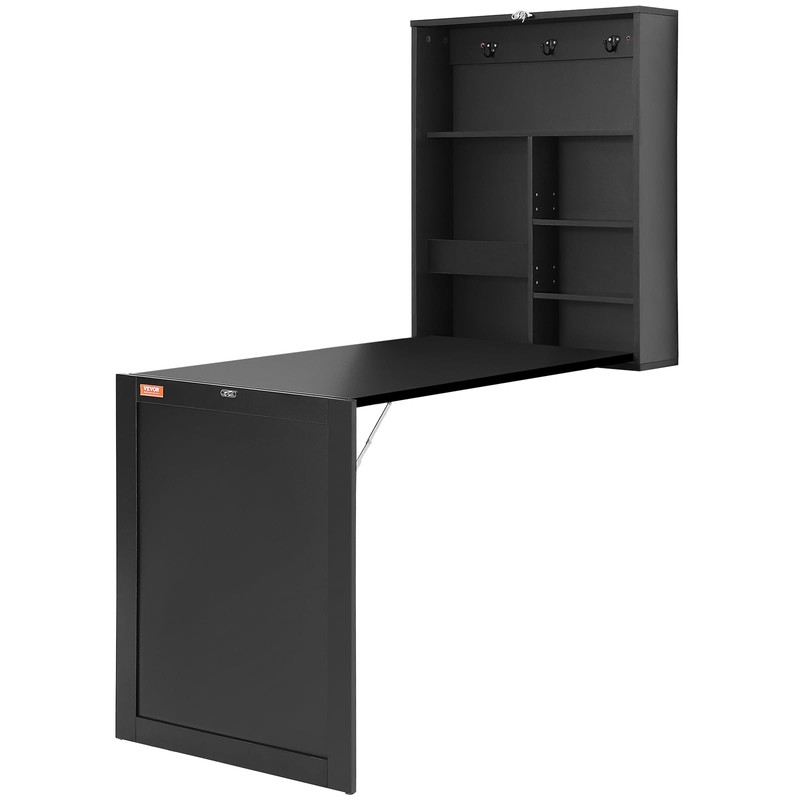 VEVOR Mounted Convertible, Multi-Function Folding Wall Table with Chalkboard for