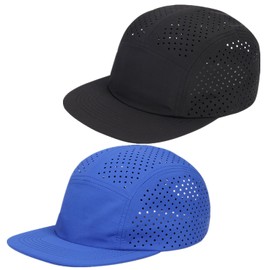 COOLSOME Five Panels Hat Basic Daily Wear Breathable Mesh Airy Quick Dry Cap (US, Numeric, 6 3/4, 7 3/4, Laser mesh|Blue L 60-62cm)
