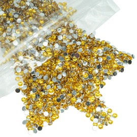 qiipii 5000PCS 4mm Golden Yellow Crystal Resin Rhinestones for Crafting Gold Flatback Stones Bulk SS16 Golden Diamonds Crystal Gems Charms Supplies for Nails Face Eyes Makeup Tumblers DIY Crafts Decor