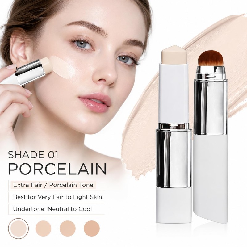 2 in 1 White Korean Color Changing Foundation Stick with