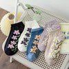 [DsHome] 靴下 レディース 夏用 綿 100 くるぶし ソックス 花柄 刺繍