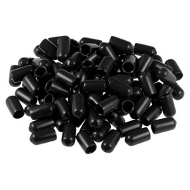 TOP-VIGOR 100Pcs Rubber End Cap 6.5mm ID – Black Flexible Round Vinyl Screw End Caps and Thread Protectors for Bolts Screws Tubes Cables Wires – Soft Rubber Covers for Indoor Outdoor Use