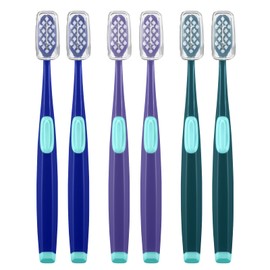 Frekare Extra Soft Toothbrushes for Adults, Ultra Soft Toothbrushes with Covers, 10000 Micro Nano Bristles, for Sensitive Teeth, Gum Recession and Elderly, Travel (Wide Head, 6 Count)
