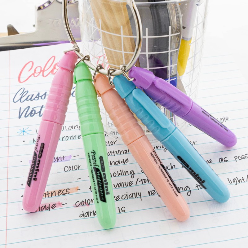 BAZIC Products Mini Highlighter – Pastel Color Assorted Chisel Tip
