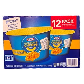 Kraft Macaroni & Cheese Dinner Original Flavor 12-2.05 OZ Cups Microwavable 12 Pack Single Serve Cups