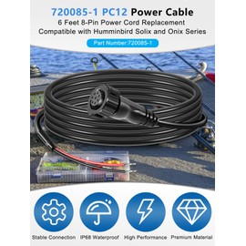 ‎yourour 720085-1 Power Cable 6 Feet, PC12 Power Cord 8-Pin Compatible with Humminbird Solix and Onix Series All Models