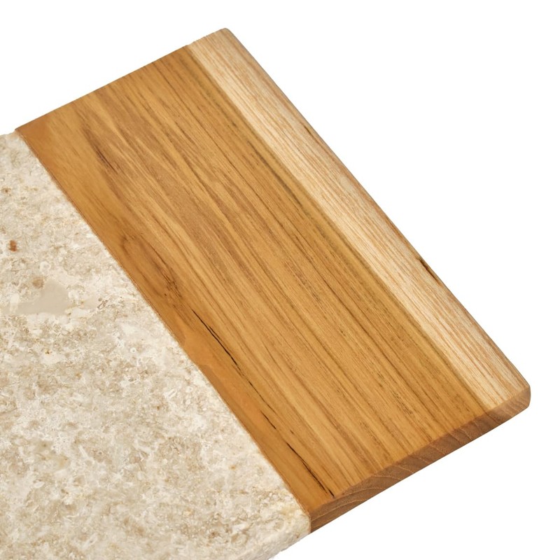 Rectangular Chopping Board 35cm Marble Beige and Teak Wood -