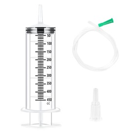 450Ml Large Syringe,Plastic Reusable Large Syringe with Sterile Catheter,Pet Feeding Syringe Sterile Package for Liquids, Oil Or Glue Applicator, Pet Feeding, Plant Irrigation Labor&Science Use