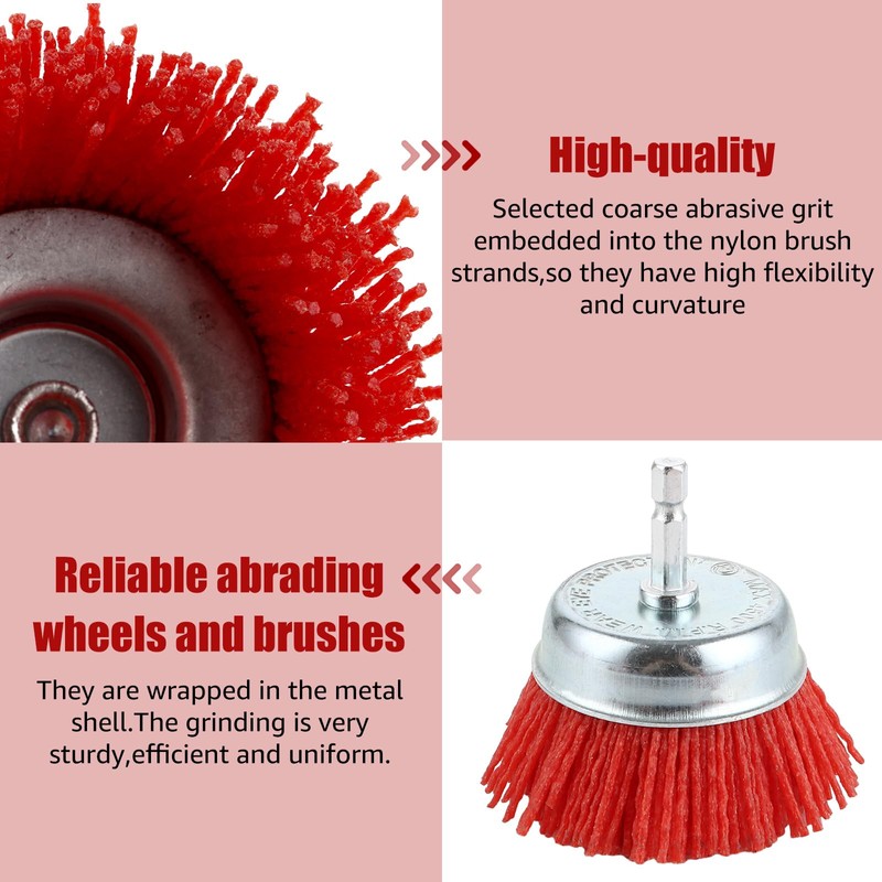 DAJAVE Pack of 10 Nylon Brush Sanding Brushes Drill with