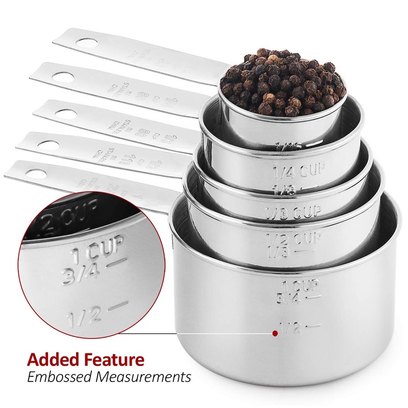 Stainless Steel Measuring Cups, Laxinis world 5 Piece Stackable Measuring