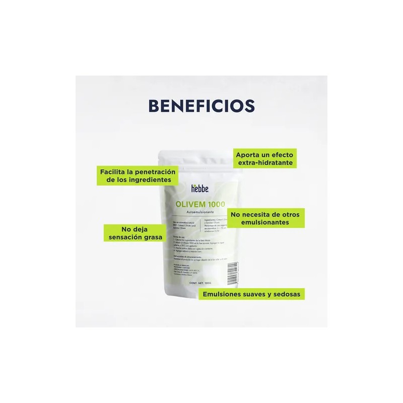 Hebbe Olivem 1000 Autoemulsificante Cosmético 100 g Piel Mixta