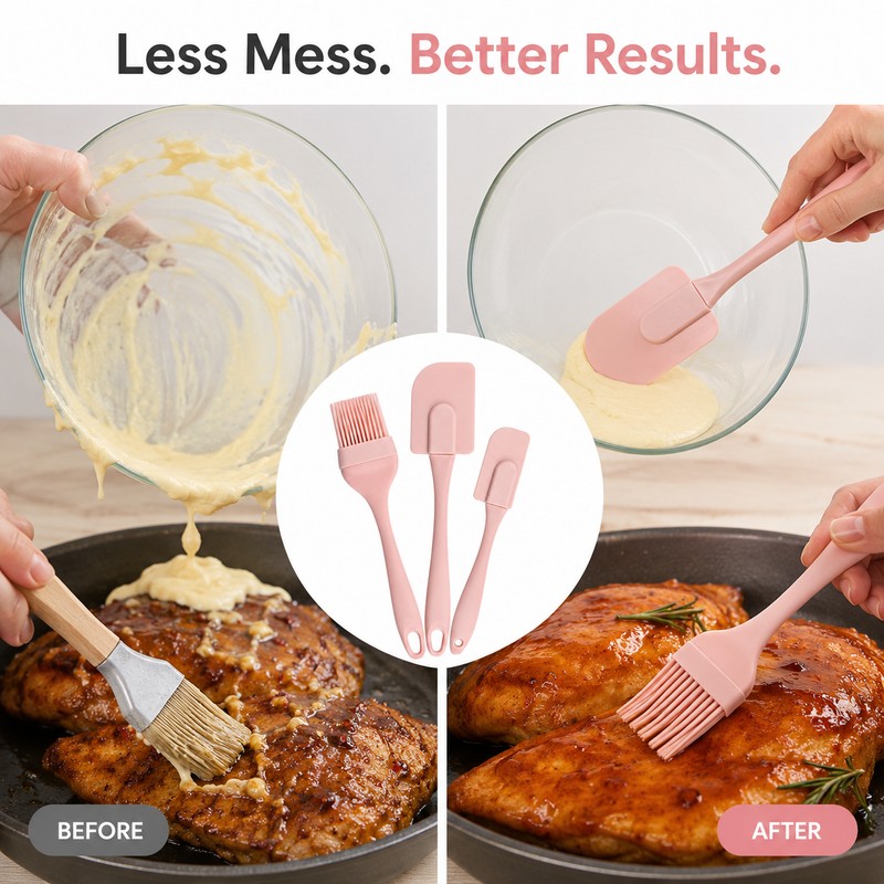 3-Piece Silicone Spatula Set for Baking and Basting - 2