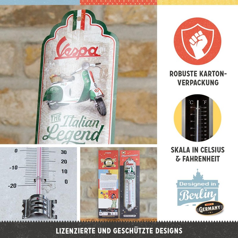 Nostalgic-Art Retro Thermometer 7 x 28 cm Vespa - Italian