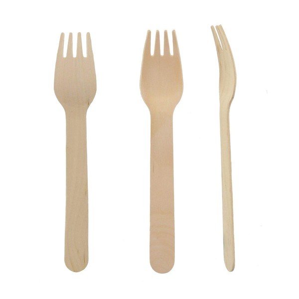 Perfect Stix Disposable Wooden Forks. 100% All- Natural Wooden Compostable Forks 6" Length (Pack of 100)