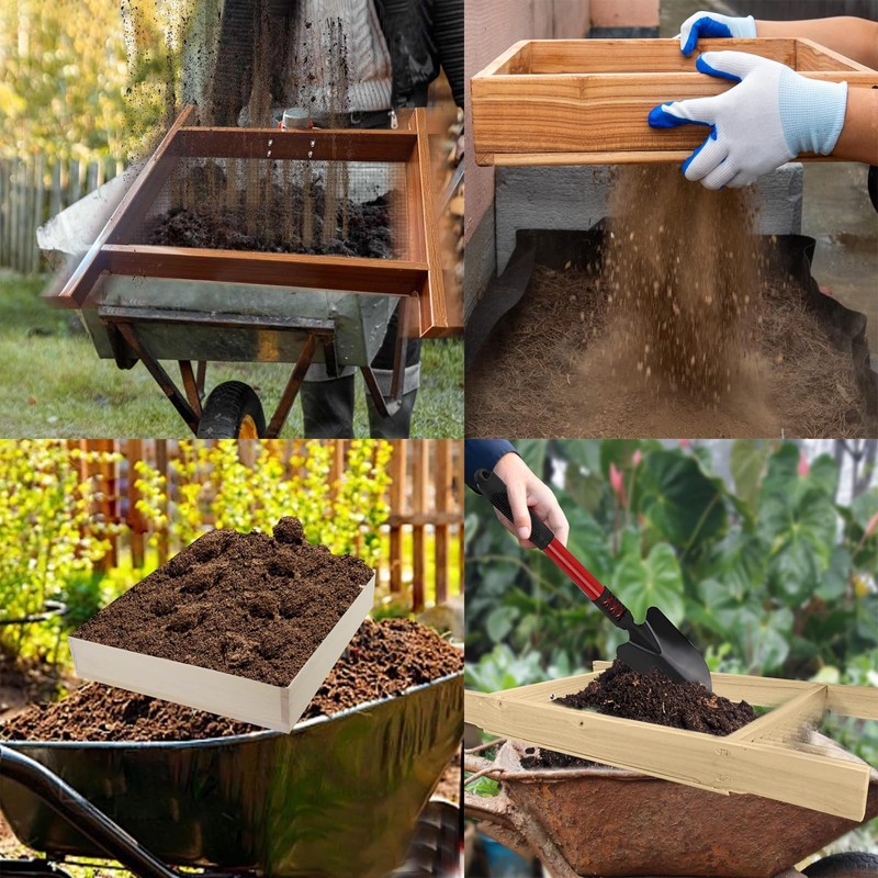 YYRZZ Sifter for Garden, 2Pcs Removable Handle Multi-Purpose Stainless Compost