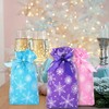 JarThenaAMCS 72Pcs Winter Drawstring Bags Pink Blue Purple Snowflake Plastic