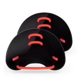 Hand Paddle for Swimmers, Sailfish Flat Paddles, Classic Swimming Paddles, Round Rubber Bands, Swimming Pool Paddle with Adjustable Straps, Uncovered Palm, 14.8 x 10.8 x 0.3 cm, Black