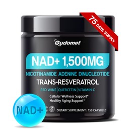 GUDOMET NAD+ with Trans-Resveratrol, Red Wine, Quercetin & Vitamin C – Supports Cellular Wellness & Healthy Aging-150 Capsules- Made in The USA