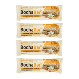 BochaSweet Keto Protein Bar, Vanilla Almond Crunch BochaBar, 20g Grass Fed Collagen, Low Carb, Keto-Friendly, Gluten Free, 4 Count