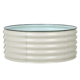 Aoodor 17" Tall 42" Metal Raised Garden Bed, Outdoor Planter Box and Raised Garden Kit for Vegetables, Flowers, Tomatoes Carrots and Herbs, Beige