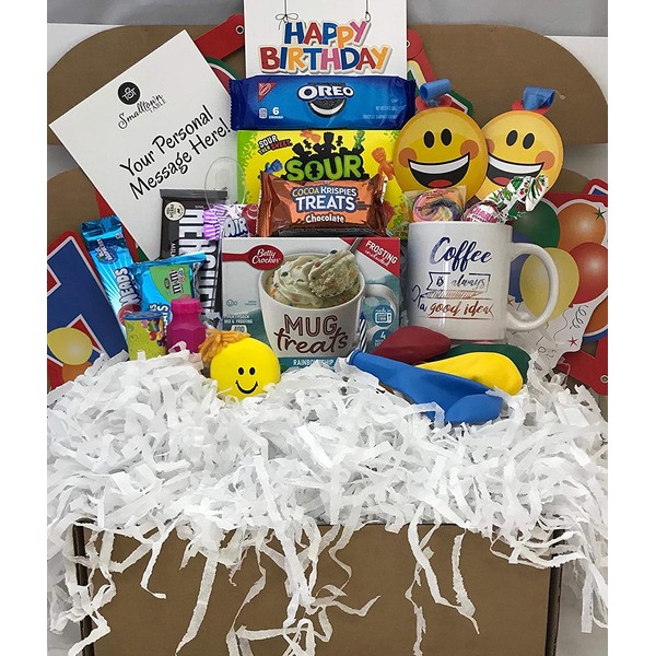 Birthday Gift Box Care Package - Convenient, All In One Solution With Premium Party Favors, Cookies, Candy, Candle, Banner, More