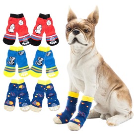 KUVEELA PET Dog Socks, High Socks, Long Socks, Dog Socks, Dog Shoes, Paw Joints, Protection, Anti-Slip, Cold Protection, Dirt-Proof, For Old Dogs, Cats, Indoor Use, High Socks (8 Pieces, Random