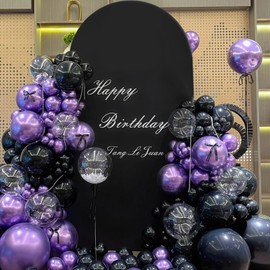 JEBUTU 2,2m/7,2ft Bogen Hintergrund Abdeckung Schwarz, Runde Oberseite, Doubleside, Hochzeitsbogen Hintergrund Abdeckung für Hochzeit, Party Dekoration, Geburtstag, Zeremonie, Jahrestag, Bankett