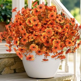 12 Bundles Artificial Fake Fall Flowers Plants for Outdoor Decoration, Fake Mums, Realistic Faux Flowers UV Resistant for Outside Garden Home Front Porch Door Patio Yard Balcony Decor