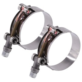 Glarks 2Pcs 51-59mm Stainless Steel T-Bolt Hose Clamps Turbo Intake Soft Hose Intercooler Clamps (51-59mm)