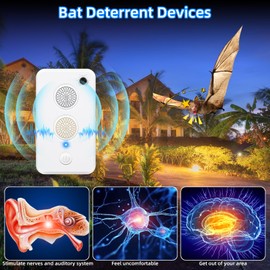 2 Pcs Ultrasonic Bat Repellent for Attic Porch Outdoor Indoor Use, Rechargeable Bat Deterrent Devices, Electronic Bird Repellent Bats Keep Away Reject Repelling System Removal Device for House Home