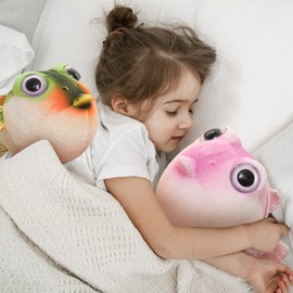 ISAKEN Plush Toy, 26 cm Puffer Fish Soft Toy Cute Puffer Fish Plush Toy Soft Stuffed Cuddly Toy for Children Puffer Fish Plush Toy Chubby Puffer Fish Kawaii Puffer Fish Decor Gifts